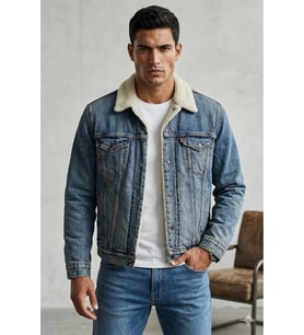 Erkek Mavi Trucker Ceket 2.0 SHERPA TRUCKER