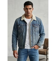 Erkek Mavi Trucker Ceket 2.0 SHERPA TRUCKER