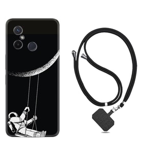 Xiaomi Redmi 12C Kılıf Resimli Boyun Askılı İpli Desenli Silikon Series Astronot 519