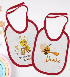 BK Kids Kişiye Özel İsimli 2’li Kırmızı Mama Önlüğü-6