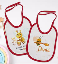 BK Kids Kişiye Özel İsimli 2’li Kırmızı Mama Önlüğü-6