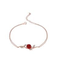 Pigado 925 Ayar Gümüş Zirkon Taşlı Özel Tasarım Gül Bileklik (Rose)