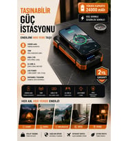20000 mAh Güneş Enerjili Powerbank Kablosuz Şarj ve Hızlı Şarj Destekli