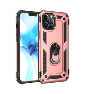 Apple iPhone 12 Pro Max Kılıf Sofya Yüzüklü Silikon Kapak - Rose