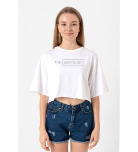 The Mentalist Lettern Beyaz Kadın Crop Tshirt