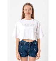 The Mentalist Lettern Beyaz Kadın Crop Tshirt