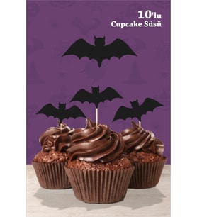 Halloween Cadılar Bayramı Yarasa Temalı Cupcake Süsü '10lu