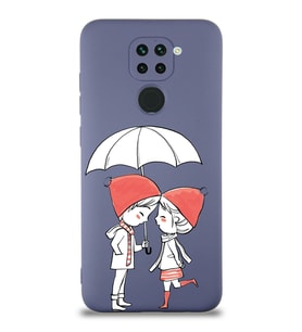 Xiaomi Redmi Note 9 Uyumlu Lansman Kılıf Aşk Tasarımlı İçi Kadife Kapak-Petrol Mavisi (Şeffaf)