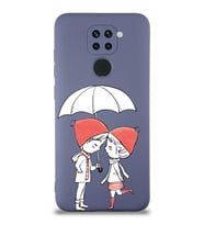 Xiaomi Redmi Note 9 Uyumlu Lansman Kılıf Aşk Tasarımlı İçi Kadife Kapak-Petrol Mavisi (Şeffaf)