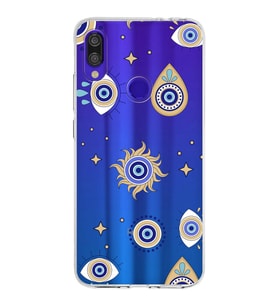 PrintiFy Xiaomi Redmi Note 7 Pro ile Uyumlu 1mm Slim Fit Nazar Boncuğu 5 Baskılı Şeffaf  Kılıf