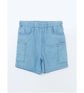 LCW ECO İndigo Beli Lastikli Kız Çocuk Kargo Jean Şort