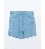 LCW ECO İndigo Beli Lastikli Kız Çocuk Kargo Jean Şort