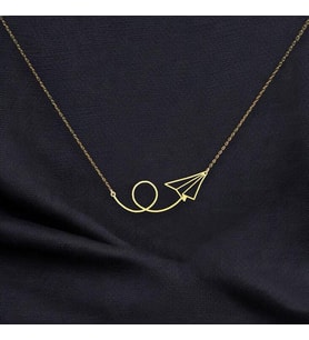 Kişiye Özel Minimal Kağıttan Uçak Kolye 925K Gümüş (Gold)