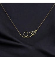 Kişiye Özel Minimal Kağıttan Uçak Kolye 925K Gümüş (Gold)