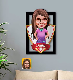 BK Gift Kişiye Özel İsimli Kız Çocuk Karikatürlü 3D Ahşap Tablo-3