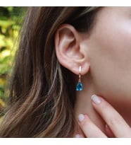 Damla Modeli Turkuaz Taşlı Rose Gold Kaplama Gümüş Küpe