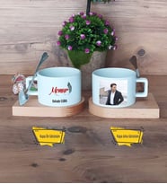 Memur Kupa Bardak Ahşap Altlıklı Kısa Fotoğraflı Memurlar Günü Hediyesi