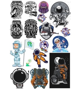 Astronot Stikcer Set-3 16 Parça Telefon, Tablet, Defter, Laptop Sticker
