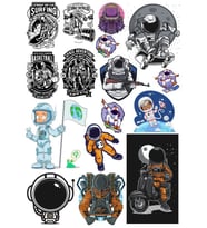 Astronot Stikcer Set-3 16 Parça Telefon, Tablet, Defter, Laptop Sticker