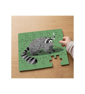 Sevimli Hayvan Rakun Tasarımlı 24 Parça Ahşap Çocuk Puzzle MPK0696