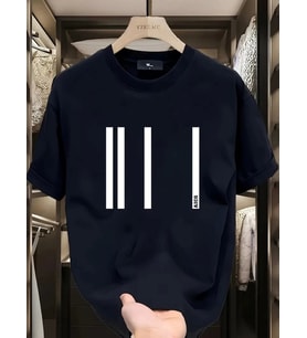 Baskılı Oversize Bisiklet Yaka T-shirt - Siyah