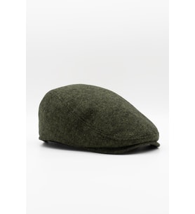 Erkek Kasket Balıksırtı Flat Cap Termal Yün Şapka-Haki