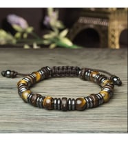 Alnis Atelier Gerçek Kaplan Gözü Ve Hematit Doğal Taş Bileklik