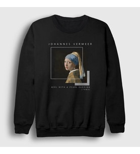 Presmono Unisex Siyah Girl With A Pearl Earring Johannes Vermeer Sweatshirt 553631tt