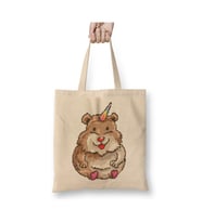 Hamster Unicorn Beyaz Bez Çanta Uzun Saplı Alışveriş Çantası Plaj Çantası
