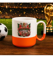 BK Gift Portekiz Taraftar Temalı Dünya Futbol Kupası Tasarımlı Turuncu Joyful Kupa Bardak