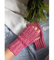 Trendy Parmaksız Eldiven (Pembe)