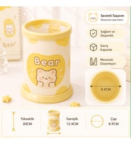 Kawaii Teddy Ayıcık Rabbit Tavşan Desenli Masaüstü Kalemlik Organizer – Geniş Kapasiteli Sevimli Kırtasiye Düzenleyici