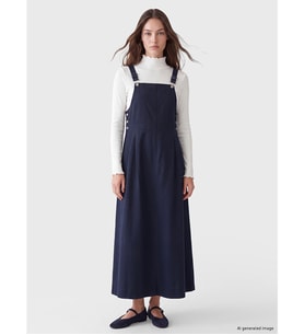 LCW Modest Lacivert Kare Yaka Salopet Elbise