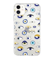 PrintiFy Apple  iPhone 11 ile Uyumlu 1mm Slim Fit Nazar Boncuğu 2 Baskılı Şeffaf  Kılıf