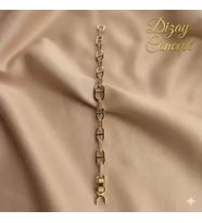 Taş İşlemeli Gold Gemi Zinciri Model Lüks Bileklik-Dzy-2