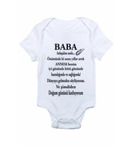 Erkek Bebek Beyaz Baba Anlaşma Baskılı Zıbın Body