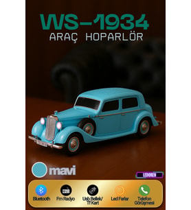 WS-1934 Pontiac Sedan Diecast Araba Bluetooth Hoparlör Işıklı, FM Radyo ve USB Destekli Müzik Kutusu