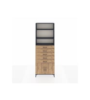 Arges Dolap 3 Raflı 5 Çekmeceli 2 Kapaklı 88x30x243 Antrasit-Çam