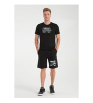 Siyah Baskılı Regular Şort T-shirt Takım
