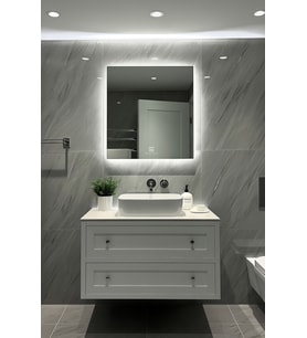Digital Hayat Kare Ayna Dokunmatik Dimli Ledli Beyaz Günışığı Amber Mavi Kırmızı RGB Banyo Makyaj Aynası 50-80CM