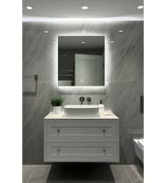Digital Hayat Kare Ayna Dokunmatik Dimli Ledli Beyaz Günışığı Amber Mavi Kırmızı RGB Banyo Makyaj Aynası 50-80CM
