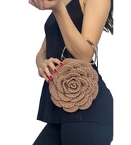 El Yapımı Örgü Gül Çanta – Rose Bag – Metal Saplı - 4 farklı renk seçeneği -