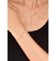 925 Ayar Gold Kaplama Dorika Toplu Incili Kolye Bileklik Set