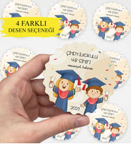 Kişiye Özel Kendin Tasarla İsimli Anaokul İlkokul Ortaokul Mezuniyet Magneti Hediyelik Ahşap Magnet