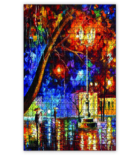 Cakapuzzle Yağmurda Şehir İnsanlar Puzzle Yapboz MDF (Ahşap) (120 Parça)
