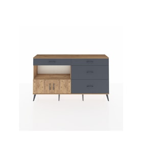 Arges Konsol Tek Raflı 4 Çekmeceli 2 Kapaklı 176x30x99 Çam-Çam/Antrasit