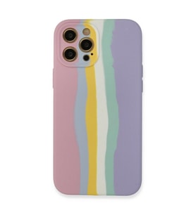 Apple İphone 12 Pro Max Kılıf Ebruli Lansman Silikon - Pembe-lila