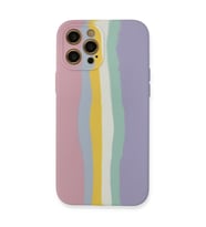 Apple İphone 12 Pro Max Kılıf Ebruli Lansman Silikon - Pembe-lila