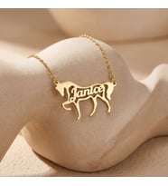 Kişiye Özel At Silüet İsim Kolye 925K Gümüş (Gold)