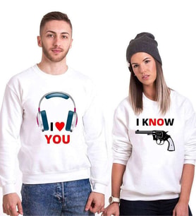 Tshirthane I Love You I Know Sevgili Kombinleri Sweatshirt Kombini (Tek Ürün Fiyatıdır.)
